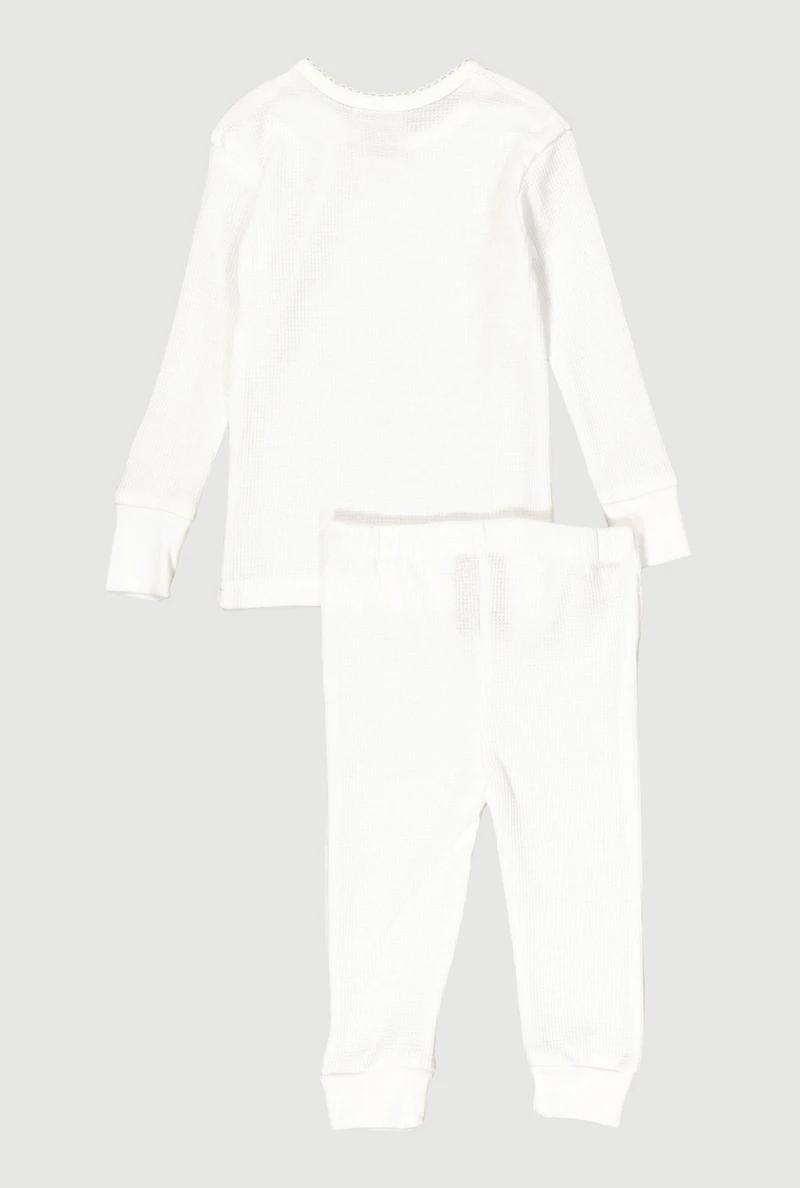 Baby Girls 12-24M Waffle Knit Thermal Top and Pants