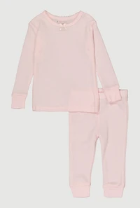 Baby Girls 12-24M Waffle Knit Thermal Top and Pants,