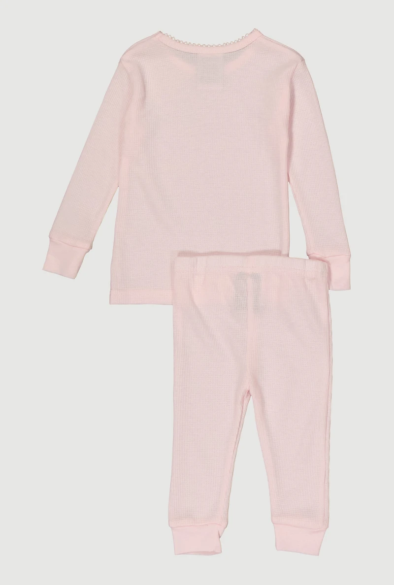 Baby Girls 12-24M Waffle Knit Thermal Top and Pants,