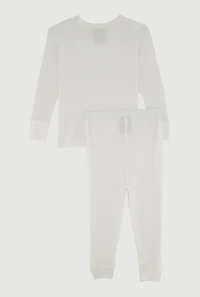 Toddler Girls Waffle Knit Long Sleeve Thermal Top and Pants