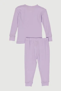 Toddler Girls Waffle Knit Long Sleeve Thermal Top and Pants,