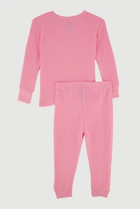 Toddler Girls Waffle Knit Long Sleeve Thermal Top and Pants,