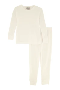 Womens Little Girls Thermal Top and Pants, White, Size 6X
