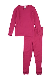 Womens Girls Thermal Top and Pants, Pink, Size 7-8