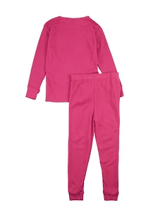 Womens Girls Thermal Top and Pants, Pink, Size 7-8