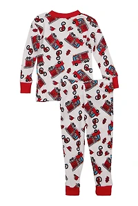 Baby Boys 12-24M Graphic Print Thermal Top and Pants Set, Red, Size 24M