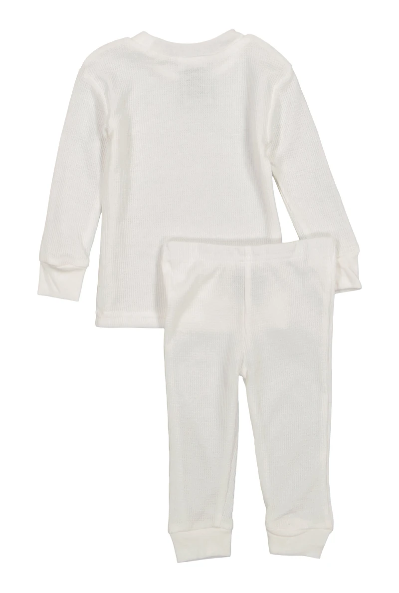 Womens Baby Thermal Top and Pants Set, White,