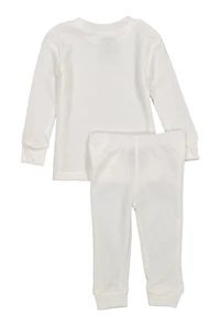 Womens Baby Thermal Top and Pants Set, White,