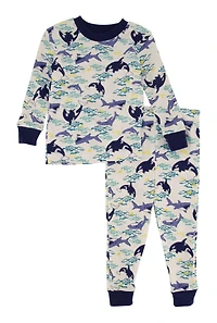 Toddler Boys Graphic Print Thermal Top and Pants Set