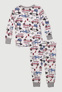 Baby Boys 12-24M Patterned Thermal Top and Pants Set, White, Size 18M