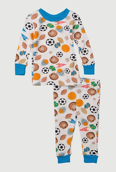 Baby Boys 12-24M Patterned Thermal Top and Pants Set, Multi, Size 18M