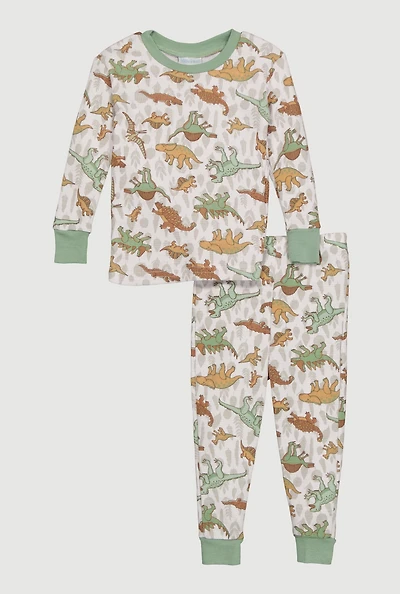 Toddler Boys Printed Pattern Waffle Knit Thermal Top and Joggers, 2T