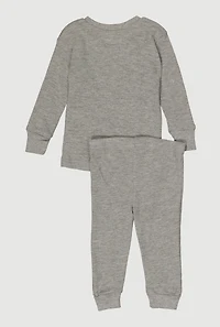 Baby Boys 12-24M Waffle Knit Thermal Top and Pants, Grey, Size 18M