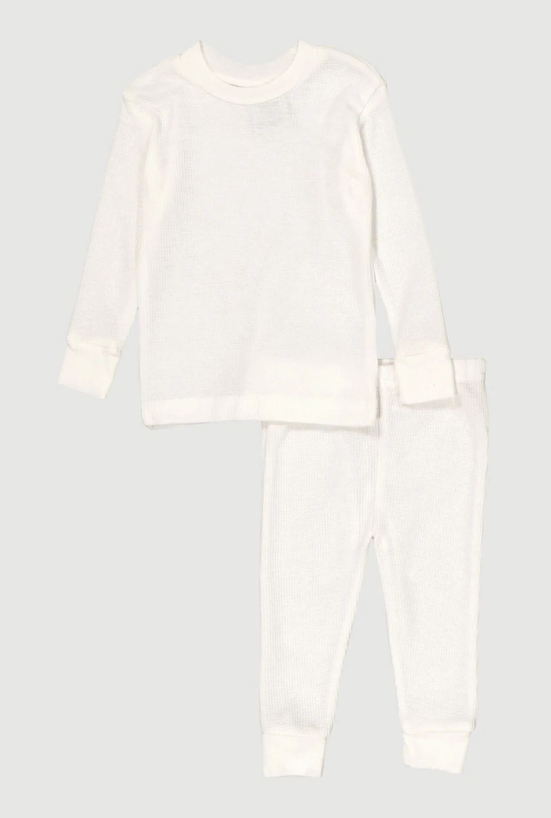 Baby Boys 12-24M Waffle Knit Thermal Top and Pants, White, Size 12M