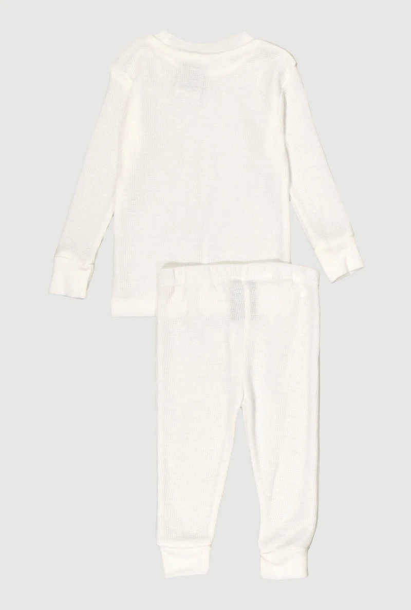 Baby Boys 12-24M Waffle Knit Thermal Top and Pants, White, Size 12M