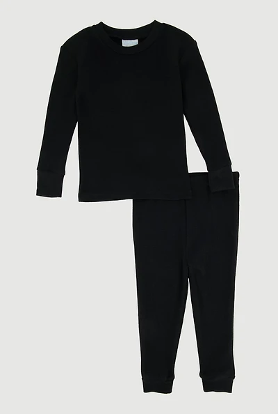 Toddler Boys Long Sleeve Waffle Knit Crew Neck Top and Pants,