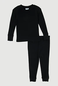 Toddler Boys Long Sleeve Waffle Knit Crew Neck Top and Pants