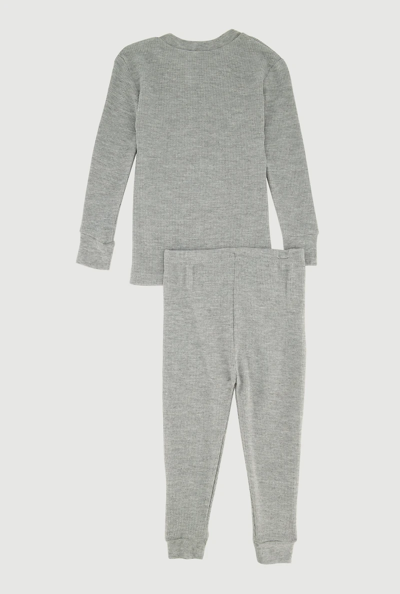 Toddler Boys Long Sleeve Waffle Knit Crew Neck Top and Pants,