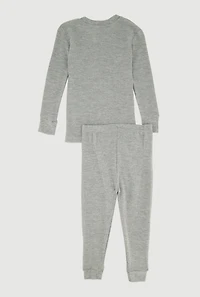 Toddler Boys Long Sleeve Waffle Knit Crew Neck Top and Pants,