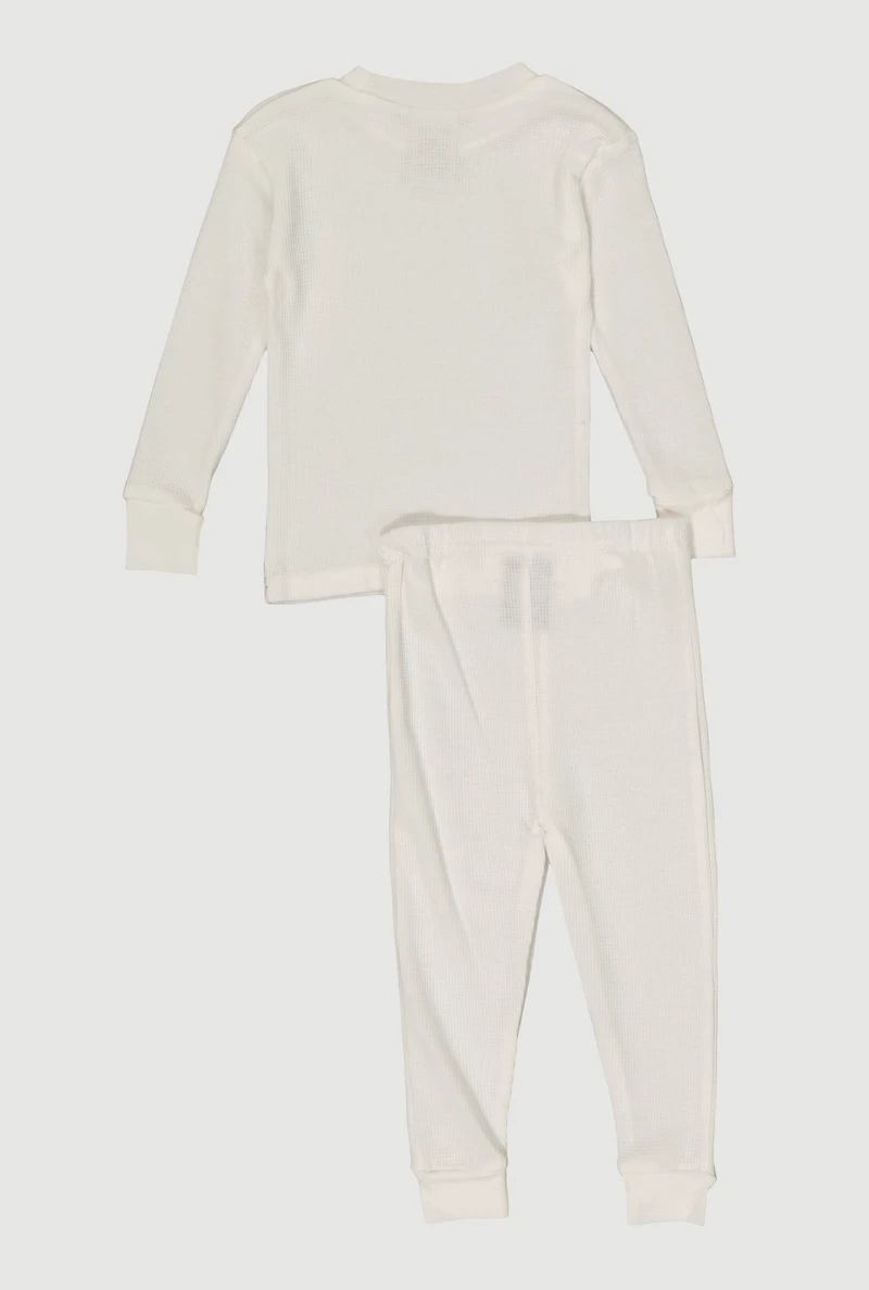 Toddler Boys Long Sleeve Waffle Knit Crew Neck Top and Pants