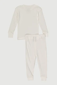 Toddler Boys Long Sleeve Waffle Knit Crew Neck Top and Pants