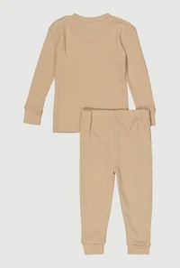 Toddler Boys Long Sleeve Waffle Knit Crew Neck Top and Pants,