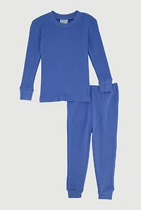 Toddler Boys Long Sleeve Waffle Knit Crew Neck Top and Pants