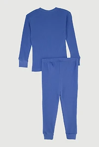 Toddler Boys Long Sleeve Waffle Knit Crew Neck Top and Pants