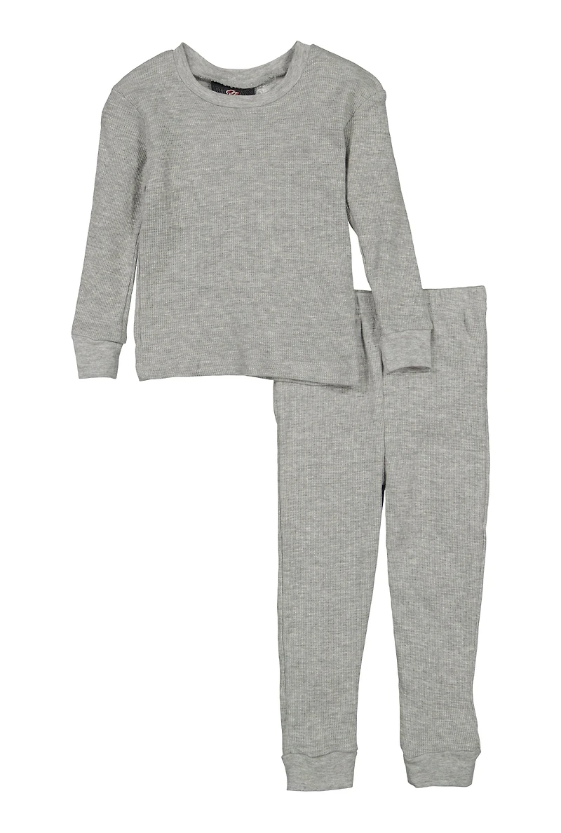 Little Boys Long Sleeve Thermal Top and Pants, Grey, Size 4