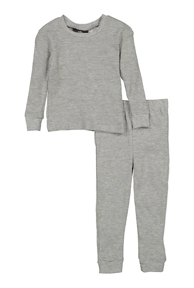 Little Boys Long Sleeve Thermal Top and Pants, Grey, Size 4