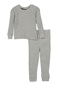 Little Boys Long Sleeve Thermal Top and Pants, Grey, Size 4