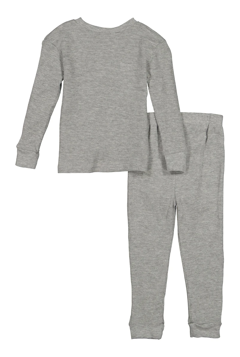 Little Boys Long Sleeve Thermal Top and Pants, Grey, Size 4