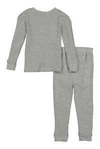 Little Boys Long Sleeve Thermal Top and Pants, Grey, Size 4