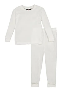 Little Boys Long Sleeve Thermal Top and Pants, White, Size 4