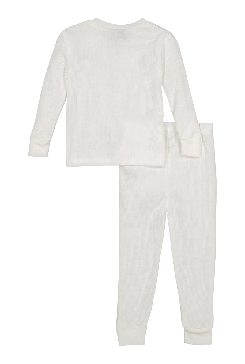 Little Boys Long Sleeve Thermal Top and Pants, White, Size 4