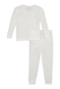 Little Boys Long Sleeve Thermal Top and Pants, White, Size 4