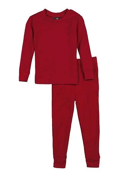 Little Boys Long Sleeve Thermal Top and Pants, Red, Size 4