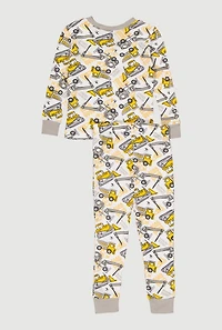Little Boys Printed Pattern Waffle Knit Thermal Top and Pants