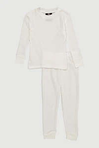 Little Boys Waffle Knit Thermal Top and Joggers, 5-6