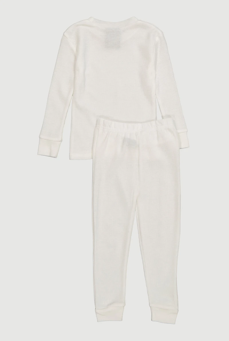 Little Boys Waffle Knit Thermal Top and Joggers