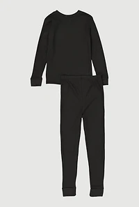 Boys Waffle Knit Long Sleeve Thermal Top and Pants,