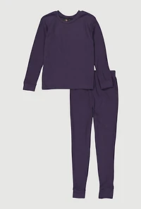 Boys Waffle Knit Long Sleeve Thermal Top and Pants