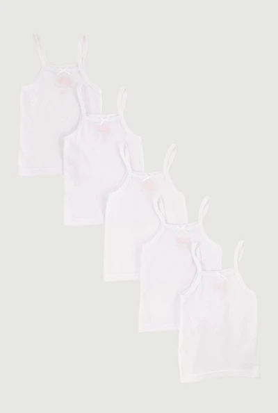 Toddler Girls Scoop Neck Solid Camis 5 Pack, White, Size 2T