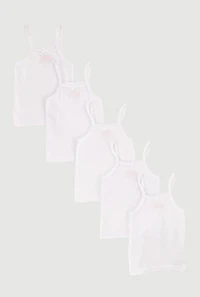Toddler Girls Scoop Neck Solid Camis 5 Pack, White, Size 2T
