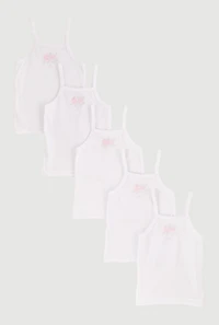 Toddler Girls Scoop Neck Solid Camis 5 Pack, White, Size 2T