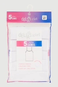 Toddler Girls Scoop Neck Solid Camis 5 Pack, White, Size 2T