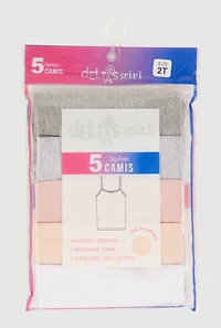 Toddler Girls Scoop Neck Marled Camis 5 Pack, Multi, Size 3T