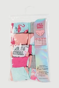 Toddler Girls Contrast Trim Flamingo Print Panties 10 Pack, Multi, Size 4T