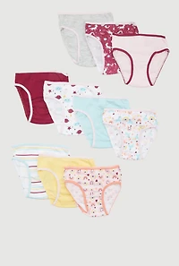 Toddler Girls Assorted Pattern Contrast Trim Panties 10 Pack, Multi,