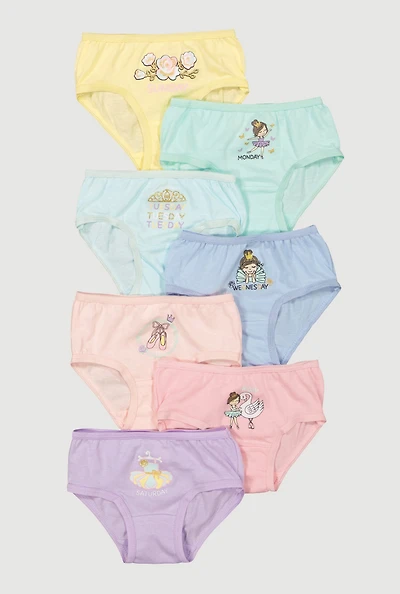 Toddler Girls Ballerina Graphic Days of The Week Panties 7 Pack